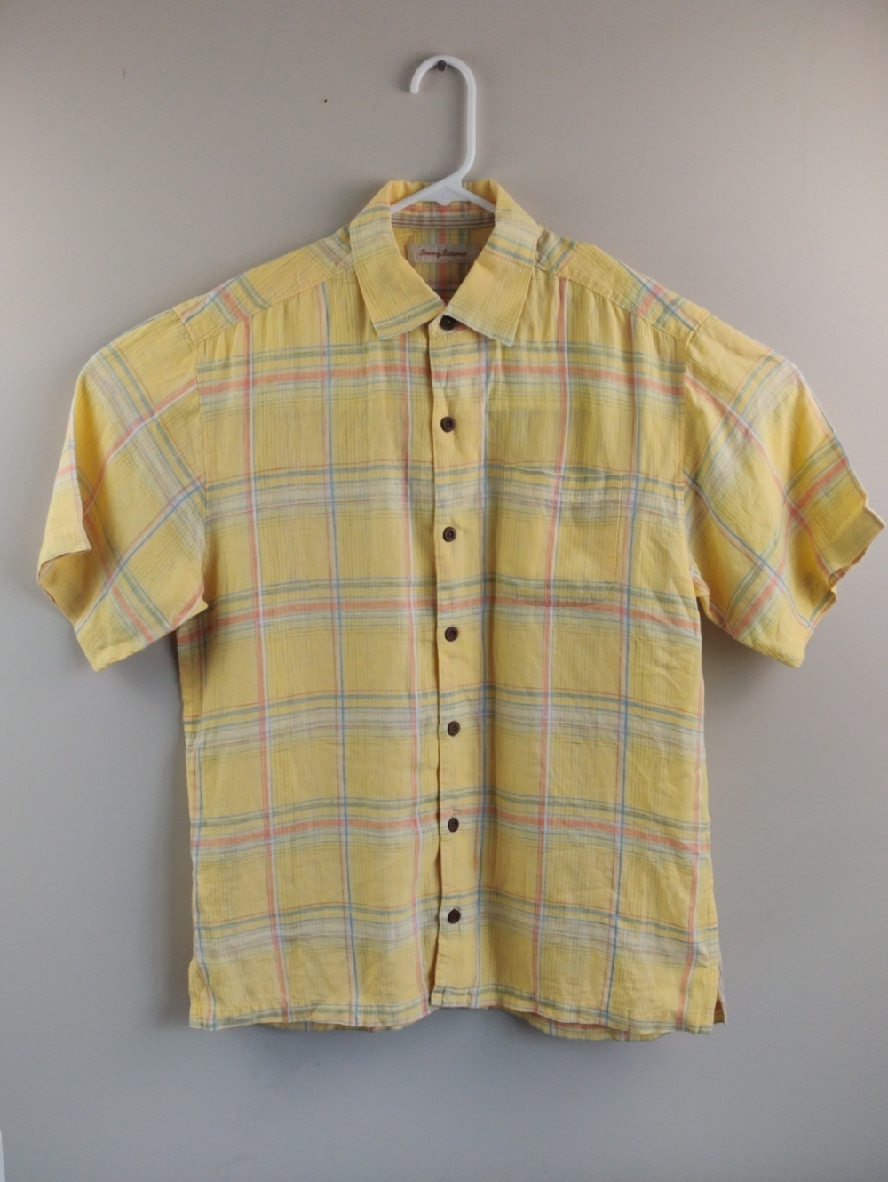Tommy Bahama Yellow Plaid Short-Sleeve Button-Down Shirt